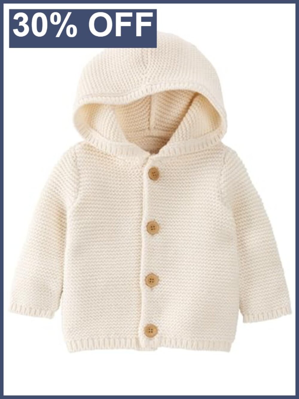 Organic Cotton Cardigan Chunky Knit Button-Front Baby Girl